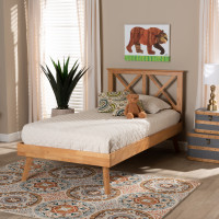 Baxton Studio SW8219-Rustic Brown-Twin Baxton Studio Galvin Modern and Contemporary Brown Finished Wood Twin Size Platform Bed